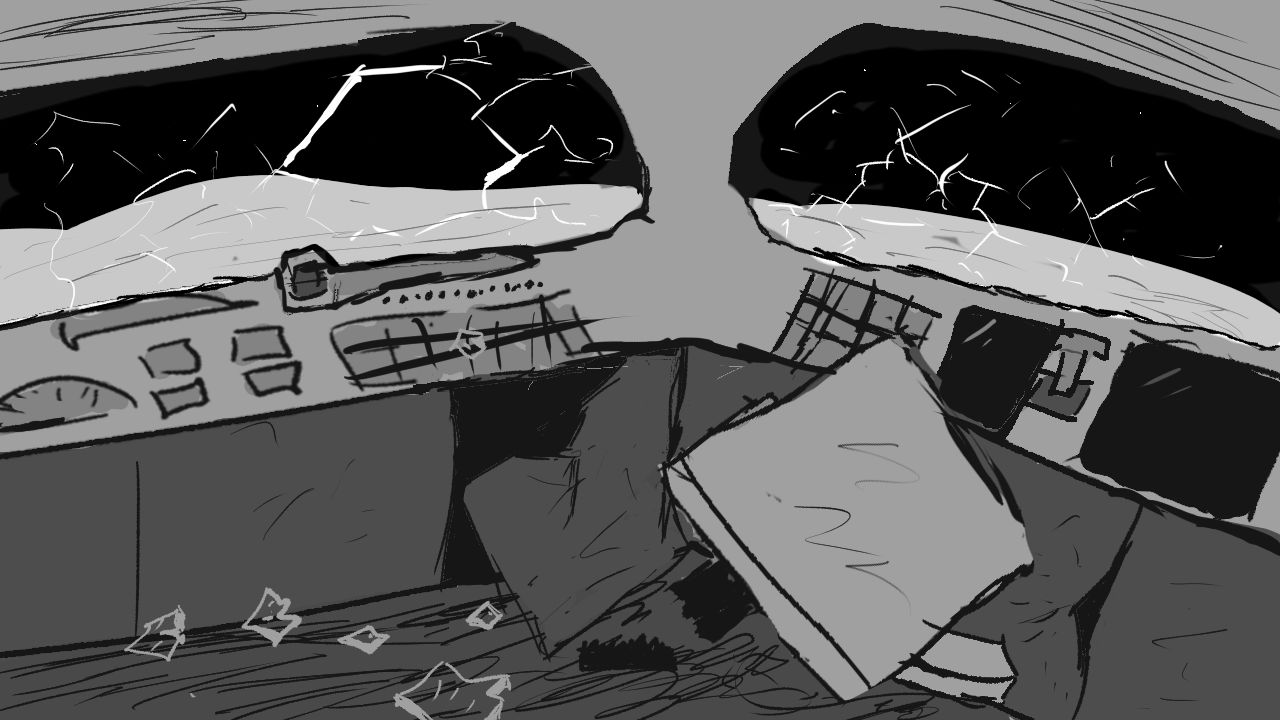 Broken cockpit from game.